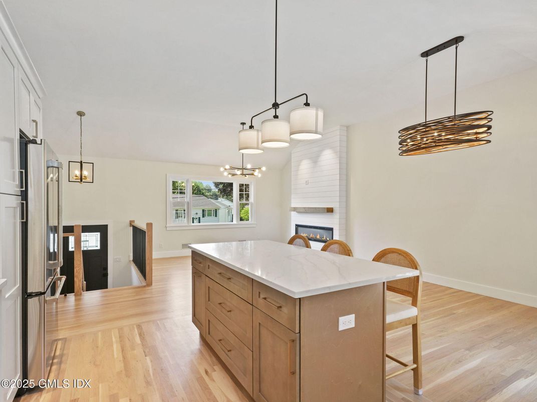 Interior, Kitchen, Pendant Lights, Wood Texture Flooring