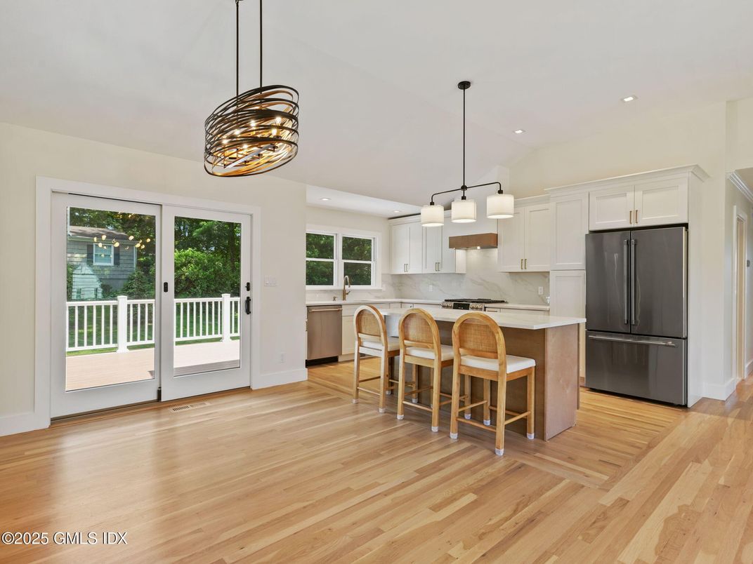 Chandelier, Interior, Kitchen, Pendant Lights, Recessed Lighting, Wood Texture Flooring