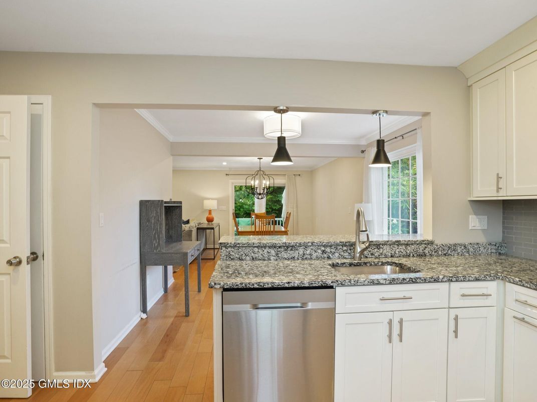 Interior, Kitchen, Pendant Lights, Stainless Steel Appliances, Wood Texture Flooring