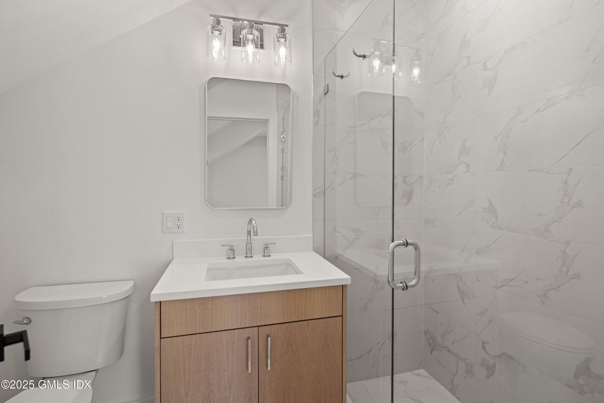 Bathroom, Glass Shower, Interior, Marble Walls