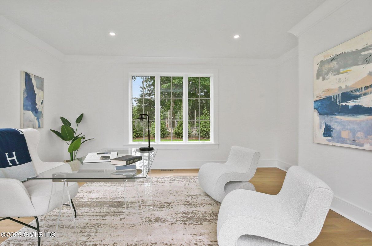 Home Office, Interior, Recessed Lighting, Wood Texture Flooring