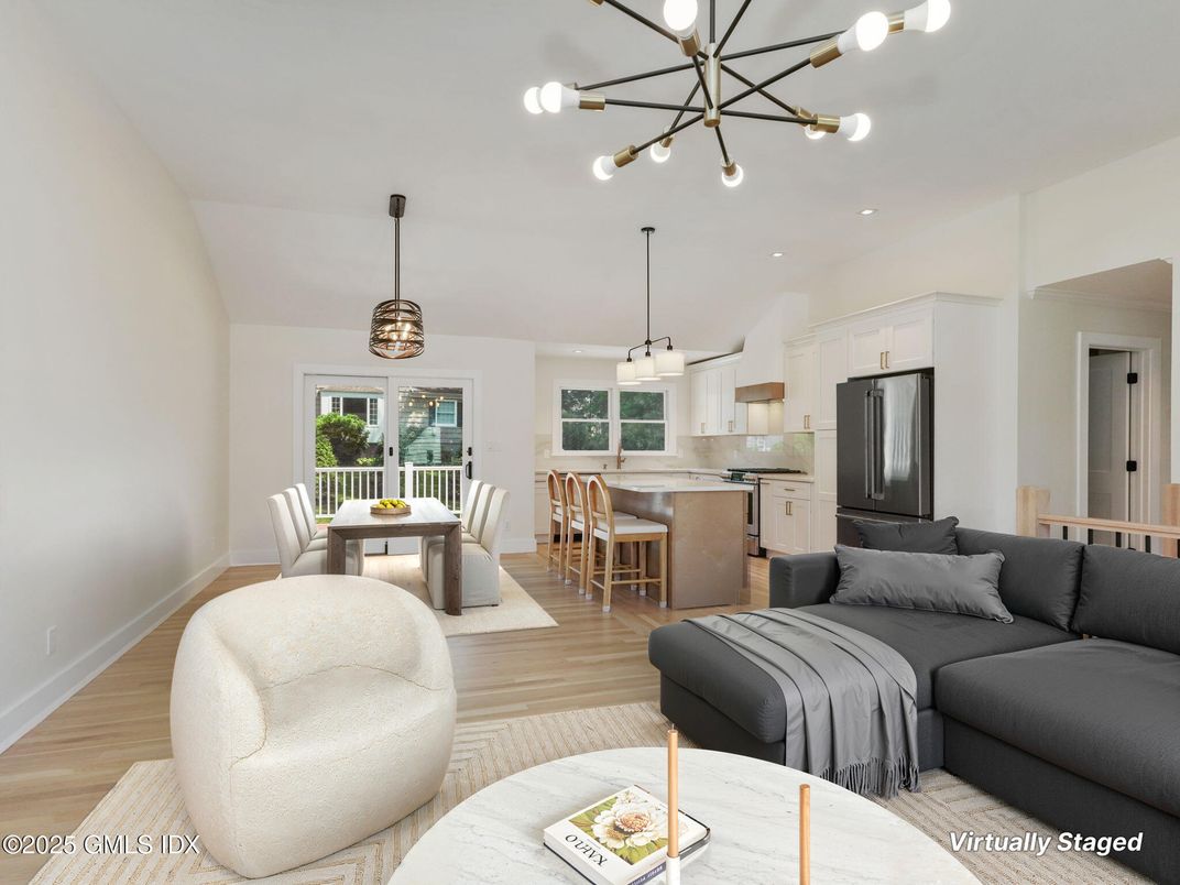 Dining room, Interior, Kitchen, Living room, Pendant Lights, Recessed Lighting, Wood Texture Flooring