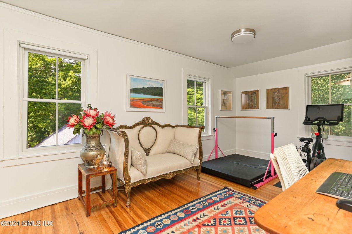 Fitness Equipment, Home Office, Interior, Wood Texture Flooring