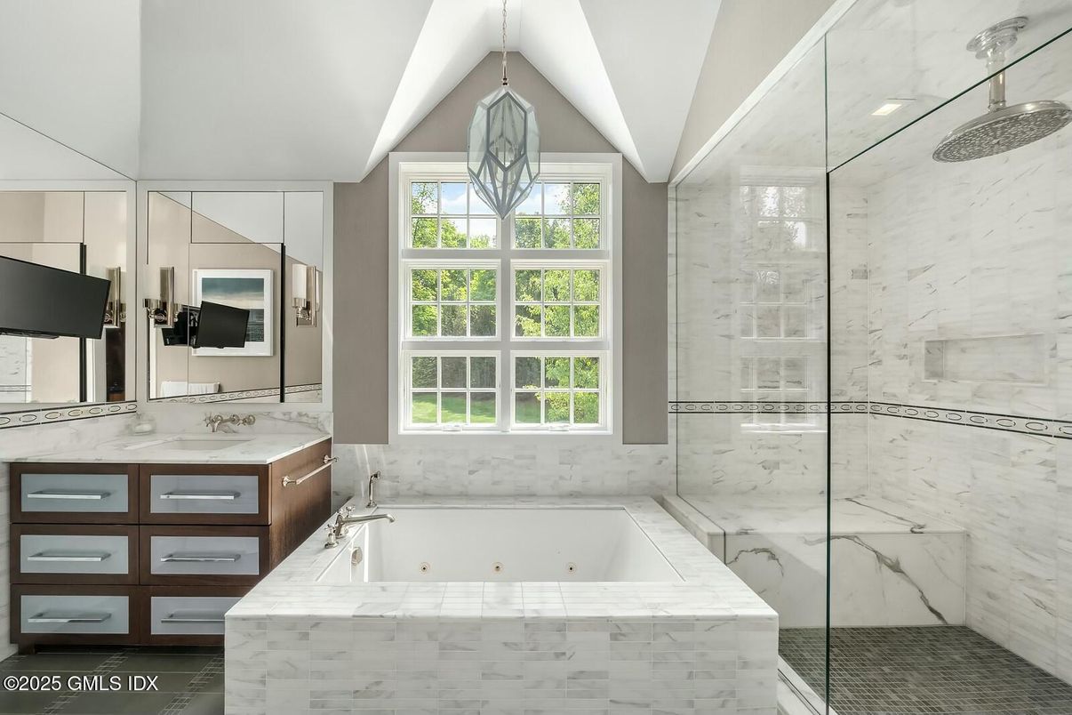 Bathroom, Glass Shower, Interior, Marble Walls
