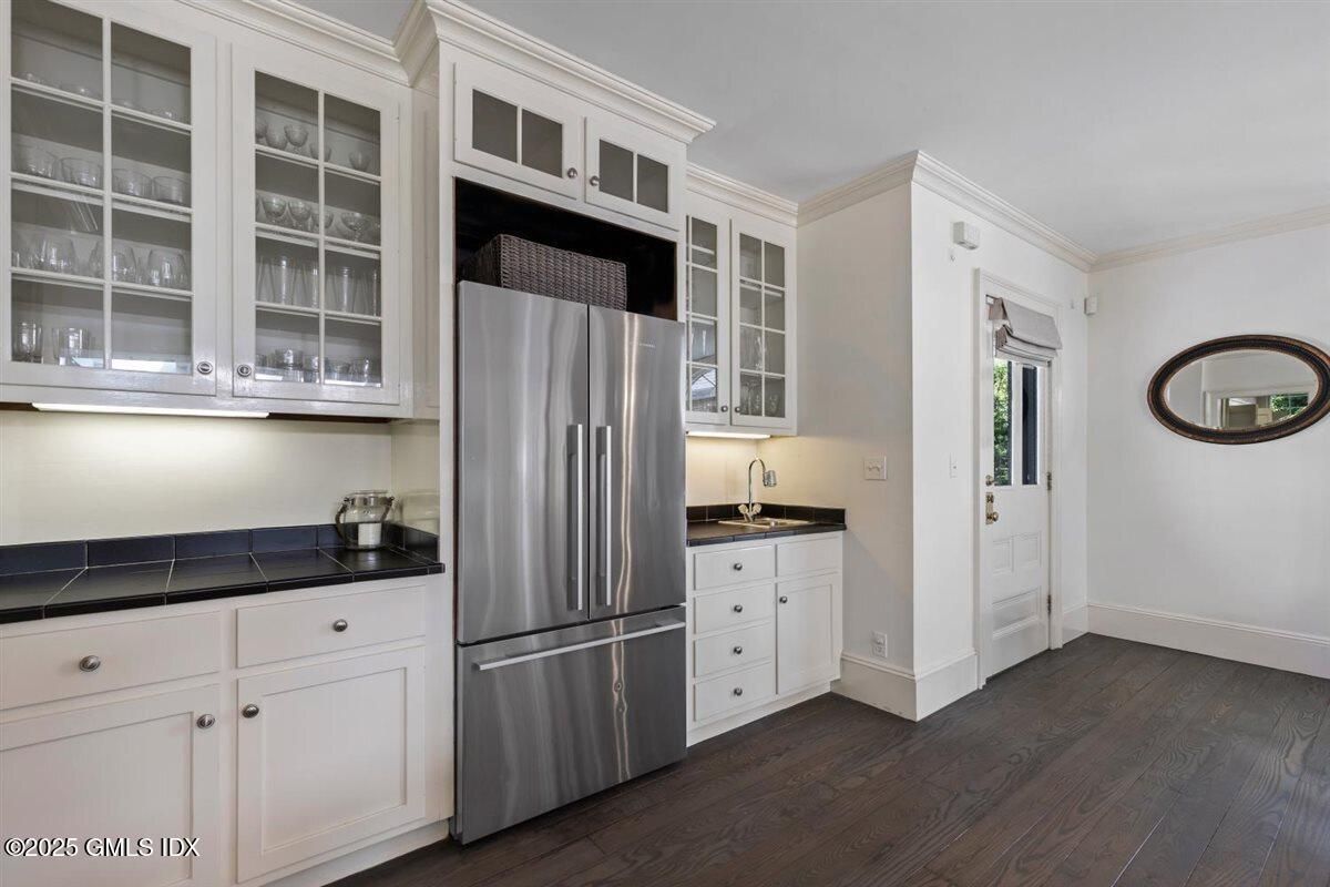 Interior, Kitchen, Stainless Steel Appliances, Tile Countertops, Wood Texture Flooring