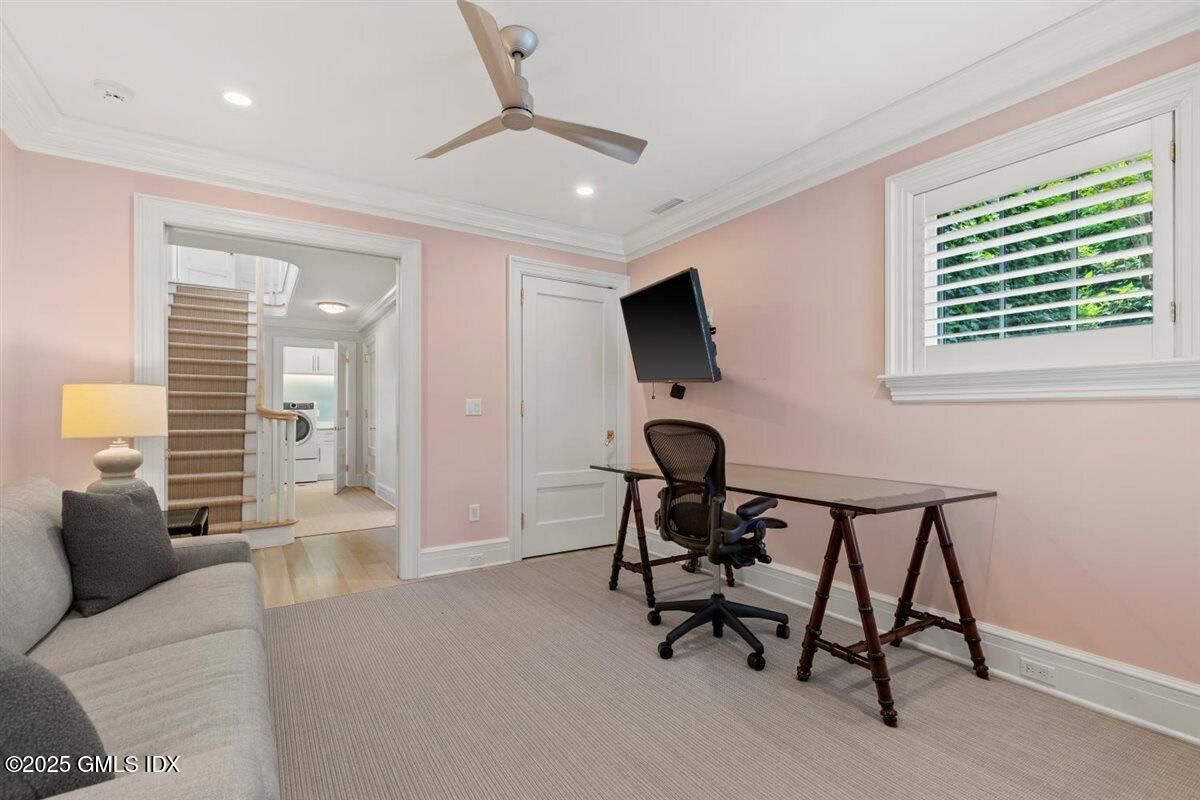 Home Office, Interior, Recessed Lighting, Wood Texture Flooring