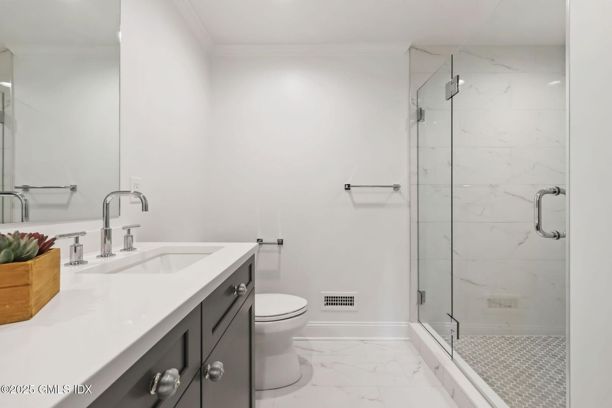 Bathroom, Glass Shower, Interior, Marble, Marble Walls