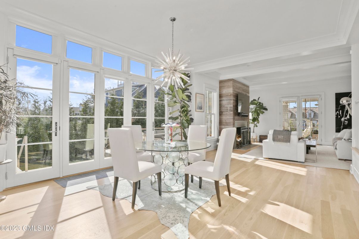 Dining room, Fireplace, Interior, Living room, Pendant Lights, Wood Texture Flooring