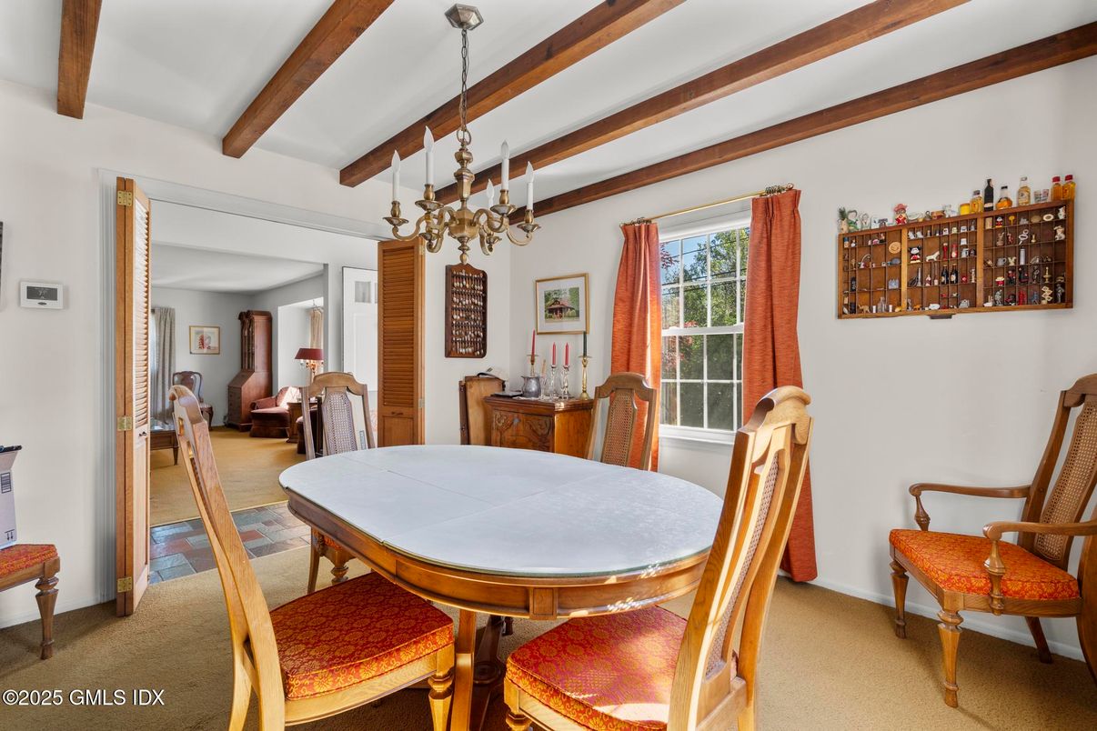 Chandelier, Dining room, Interior, Wooden Beams