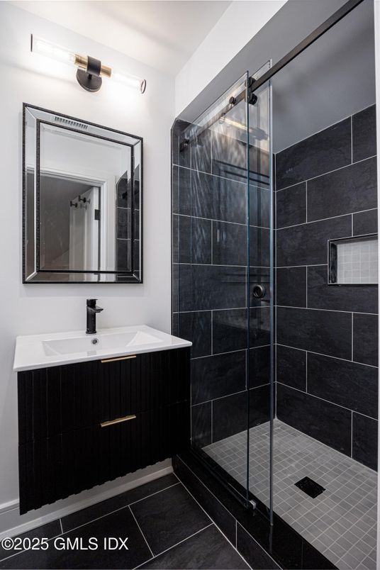 Bathroom, Dual Sink Vanities, Glass Shower, Interior