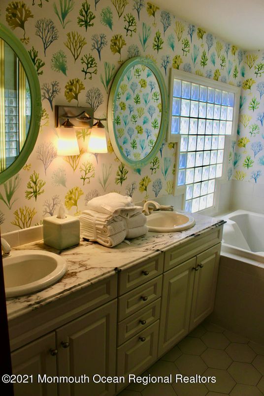 Bathroom, Dual Sink Vanities, Interior, Tile Countertops