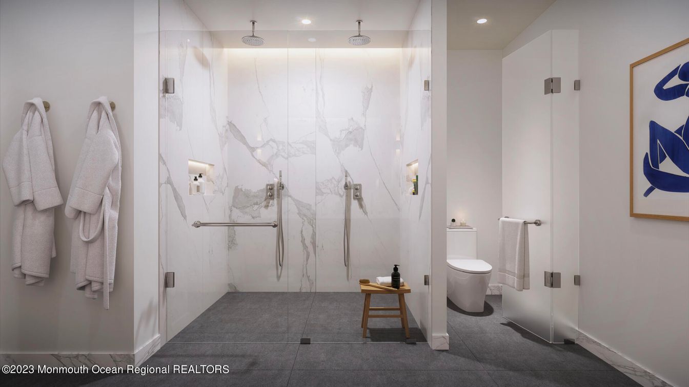 Bathroom, Glass Shower, Interior, Recessed Lighting