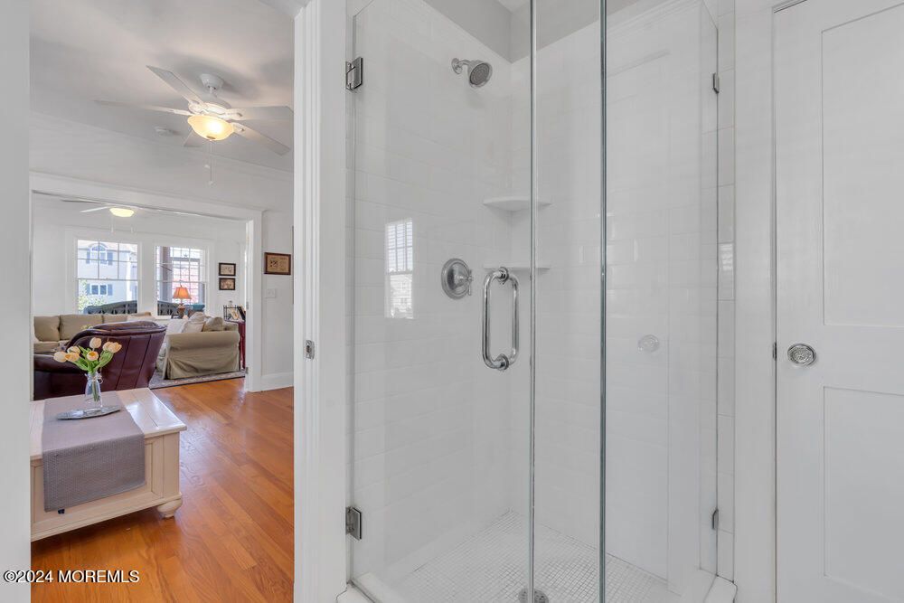 Bathroom, Glass Shower, Interior, Living room, Wood Texture Flooring