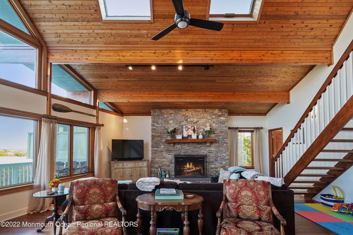 Fireplace, Interior, Living room, Stone Walls, Wooden Beams, Wooden Ceilings, Wood Texture Flooring
