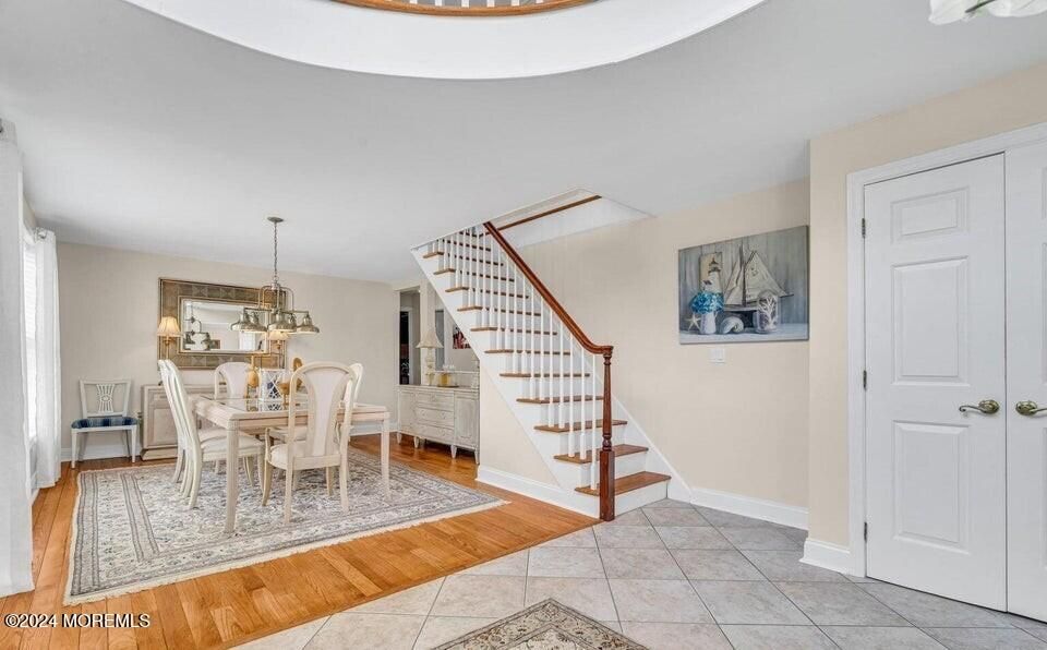 Chandelier, Dining room, Interior, Wood Texture Flooring