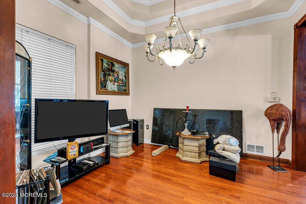 Chandelier, Interior, Wood Texture Flooring
