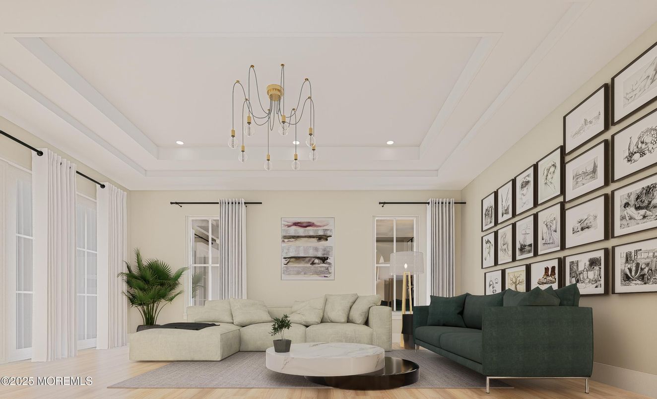 Interior, Living room, Pendant Lights, Recessed Lighting, Wood Texture Flooring