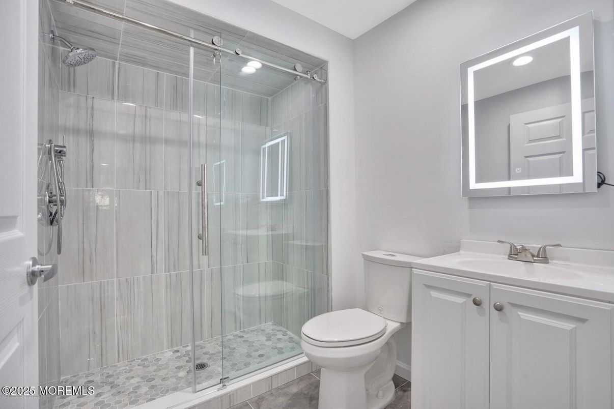 Bathroom, Glass Shower, Interior, Recessed Lighting