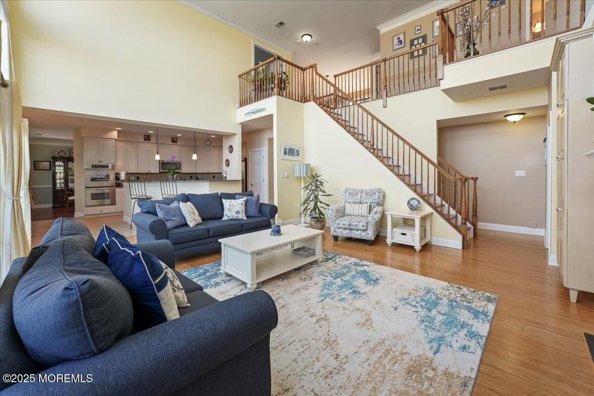 Interior, Kitchen, Living room, Recessed Lighting, Stainless Steel Appliances, Wood Texture Flooring