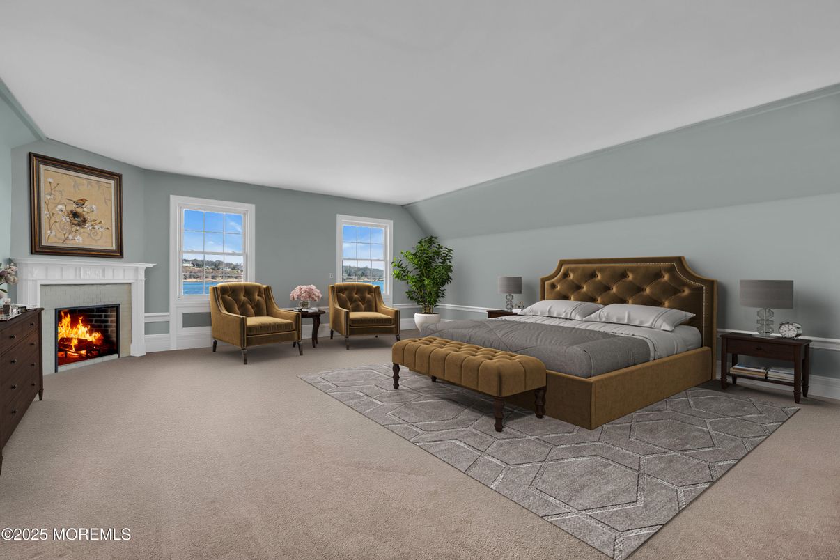 Bedroom, Fireplace, Interior