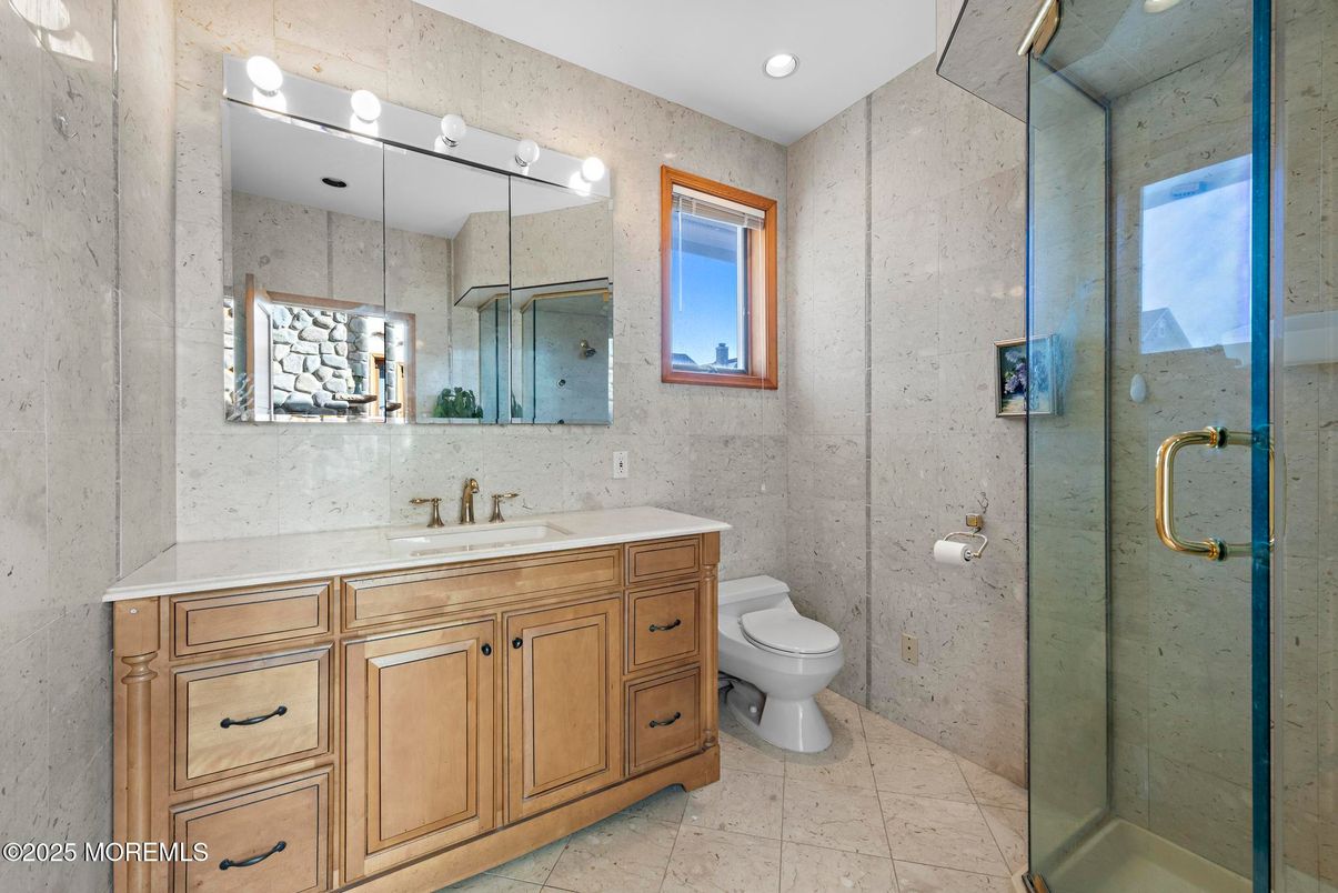 Bathroom, Glass Shower, Interior, Recessed Lighting