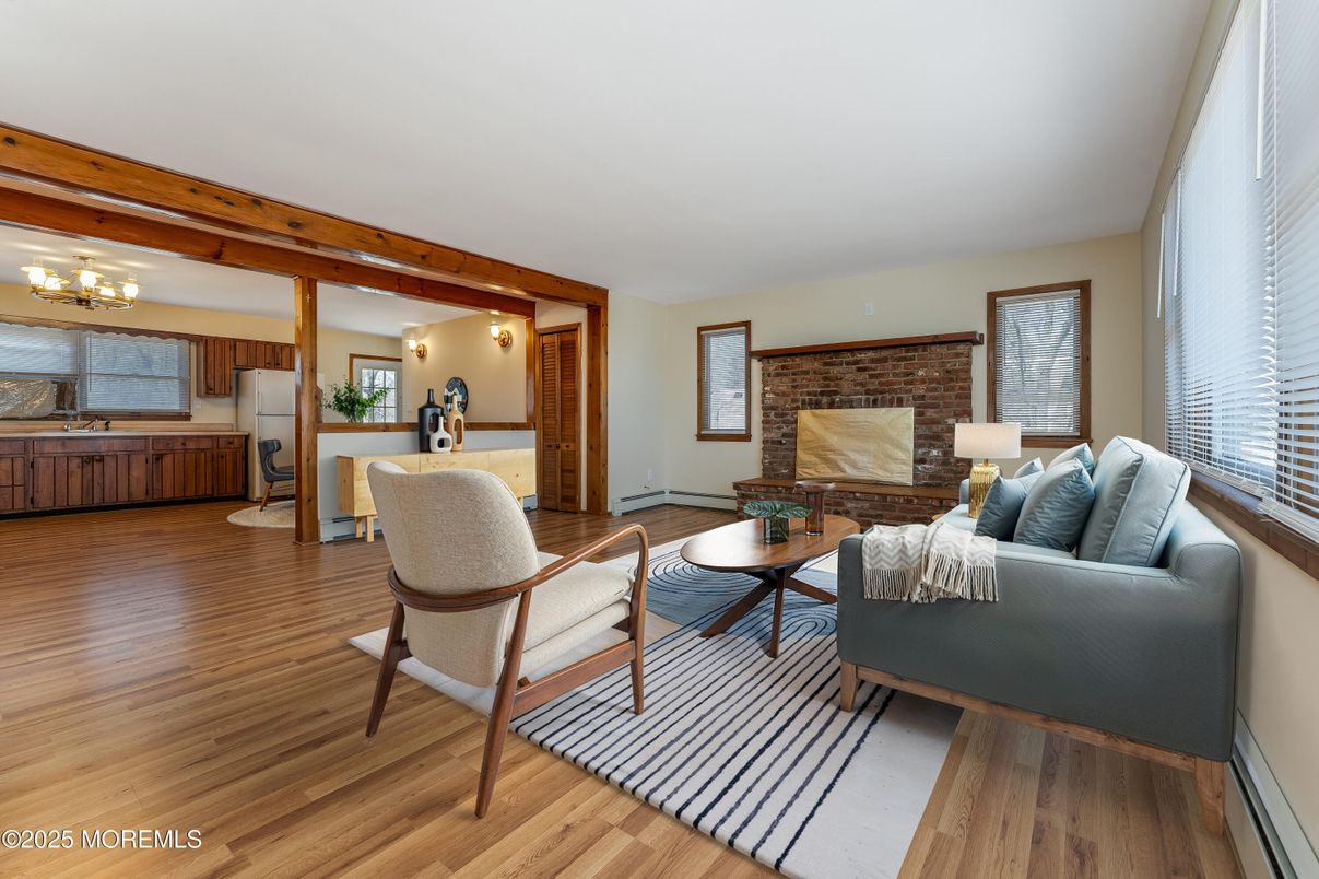 Interior, Living room, Stone Walls, Wooden Beams, Wood Texture Flooring