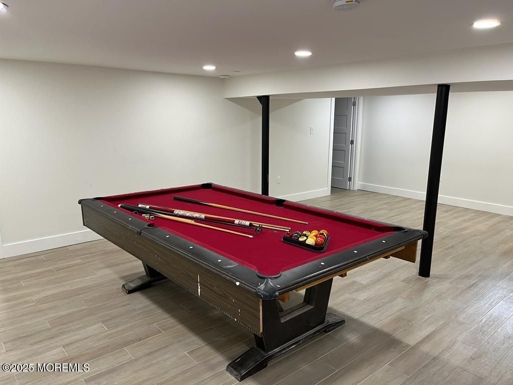 Billiard Table, Game Room, Interior, Recessed Lighting, Wood Texture Flooring