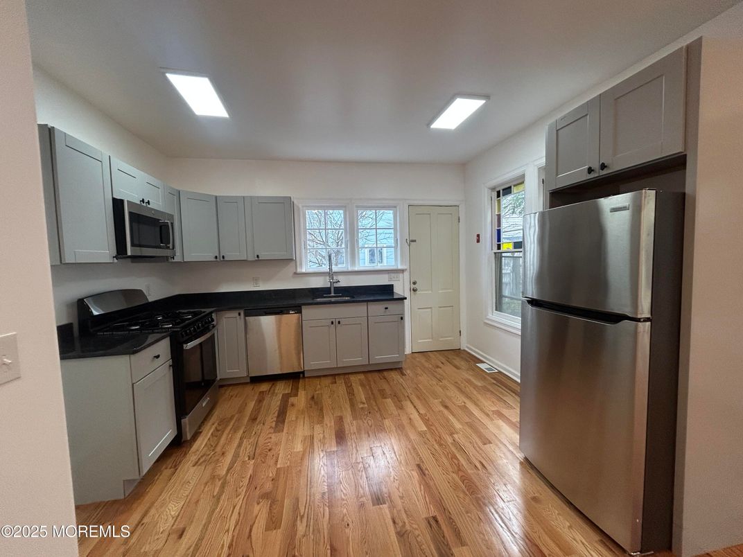 Interior, Kitchen, Stainless Steel Appliances, Wood Texture Flooring
