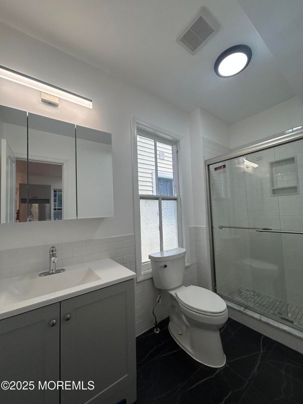 Bathroom, Glass Shower, Interior, Recessed Lighting
