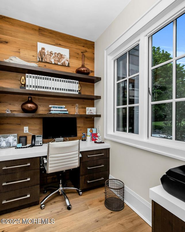 Home Office, Interior, Wood Texture Flooring, Wooden Walls