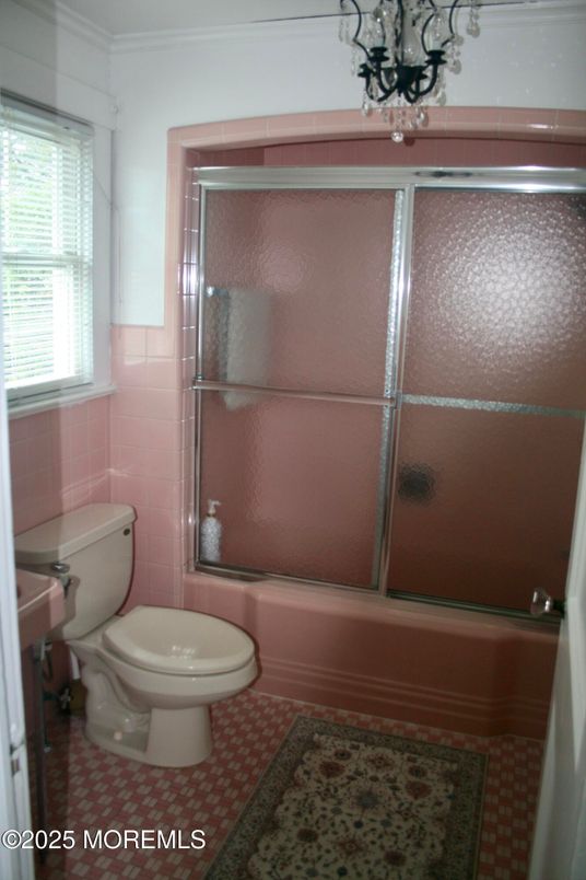 Bathroom, Chandelier, Glass Shower, Interior