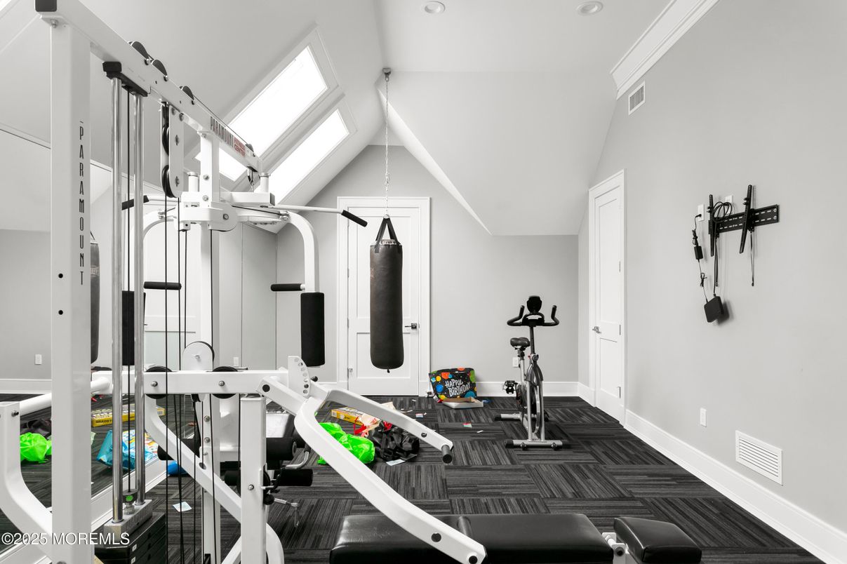 Fitness Equipment, Interior, Recessed Lighting, Wood Texture Flooring