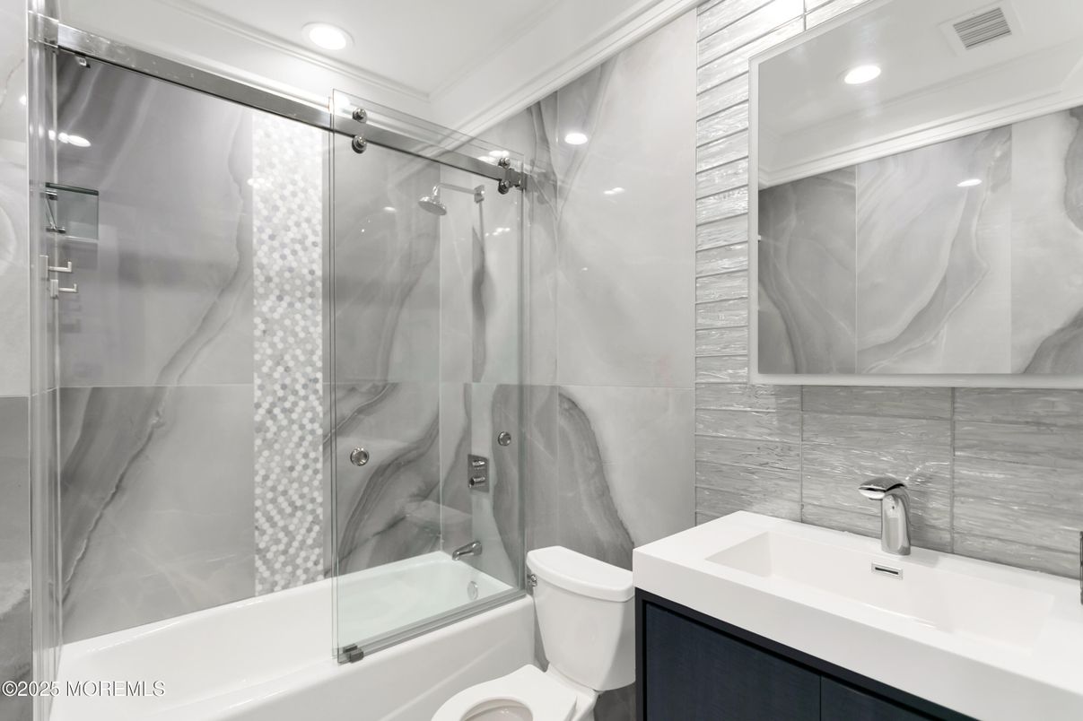 Bathroom, Glass Shower, Interior, Recessed Lighting