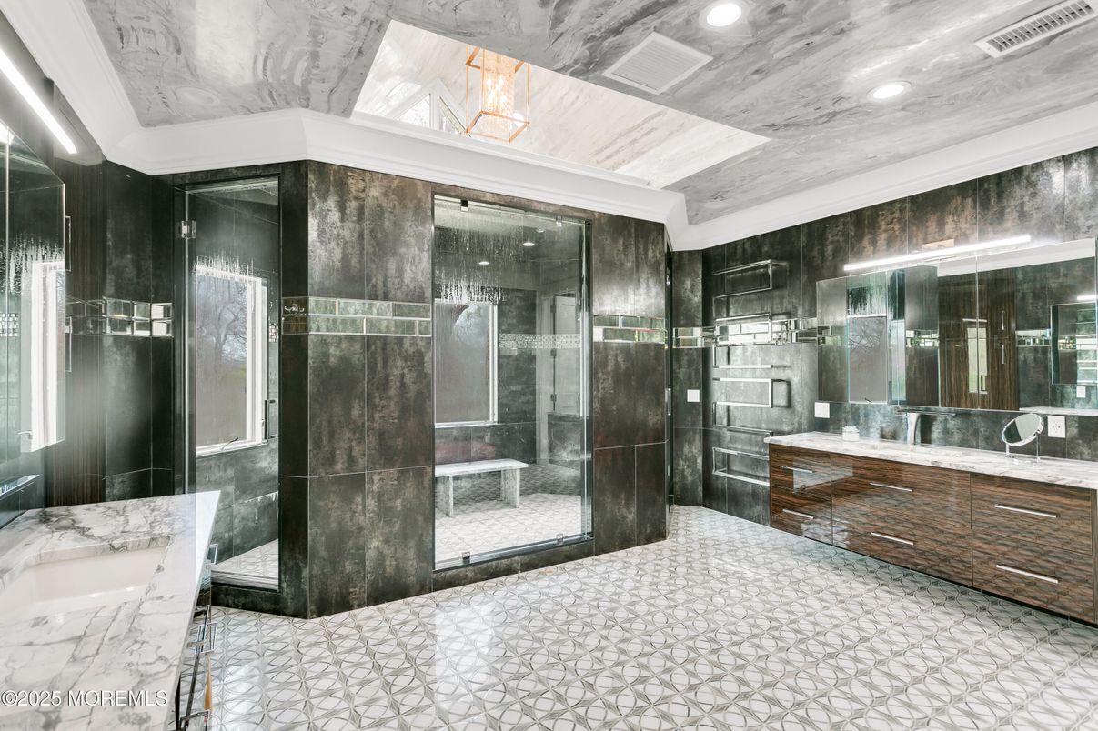 Bathroom, Glass Shower, Interior, Recessed Lighting