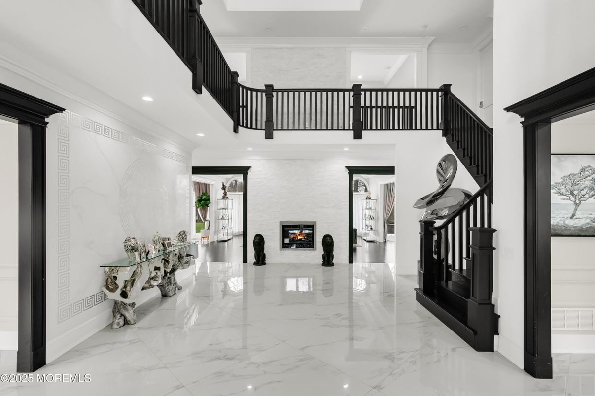 Fireplace, Interior, Marble, Recessed Lighting