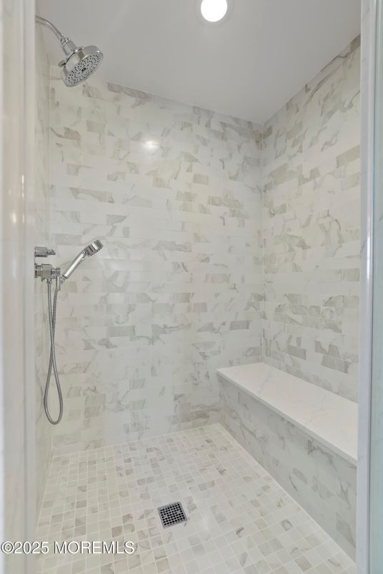 Bathroom, Interior, Marble Walls, Recessed Lighting