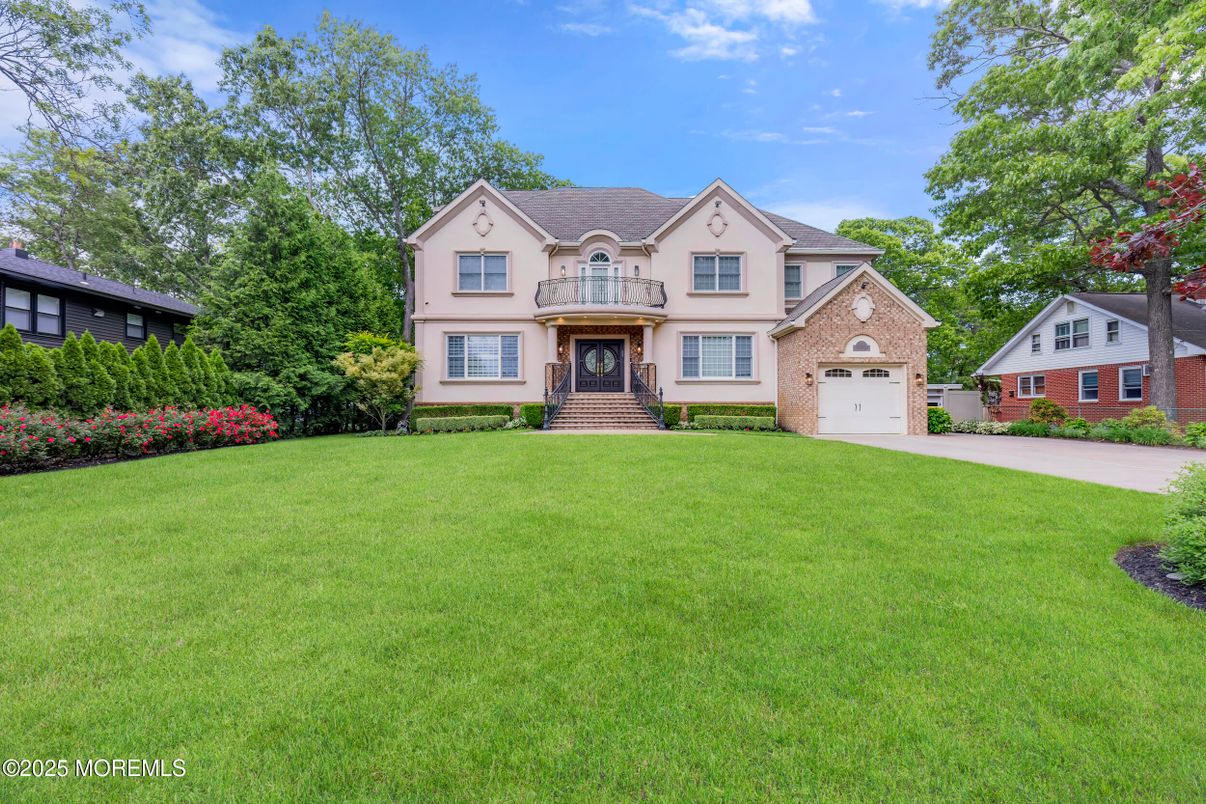 Attached, Backyard, Exterior, Facade, Brick Facade, French Provincial