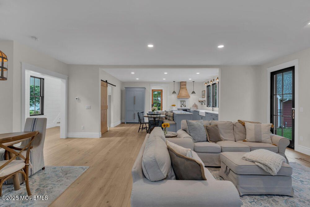 Dining room, Interior, Kitchen, Living room, Pendant Lights, Recessed Lighting, Wood Texture Flooring