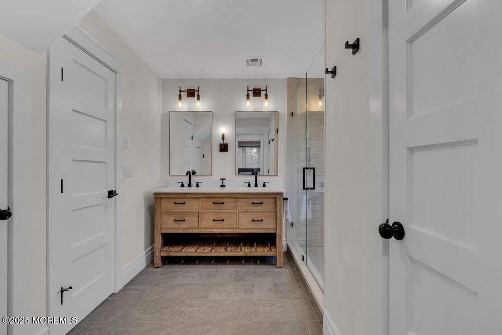 Bathroom, Dual Sink Vanities, Glass Shower, Interior