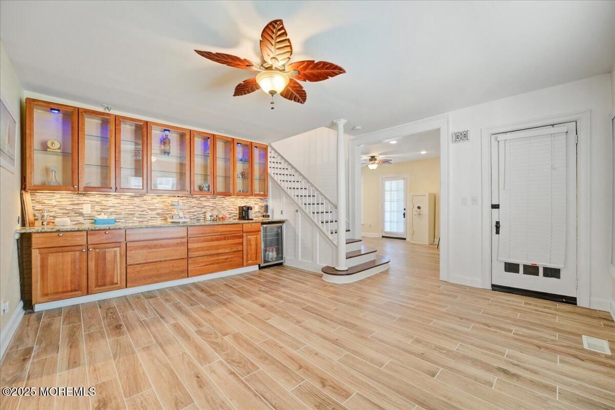 Empty room, Interior, Kitchen, Recessed Lighting, Wood Texture Flooring