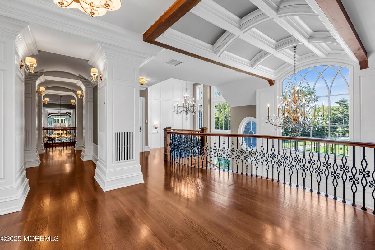 Chandelier, Interior, Wooden Beams, Wood Texture Flooring