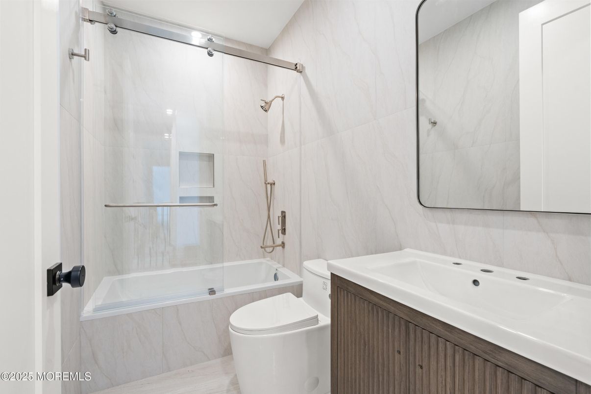 Bathroom, Glass Shower, Interior, Marble Walls