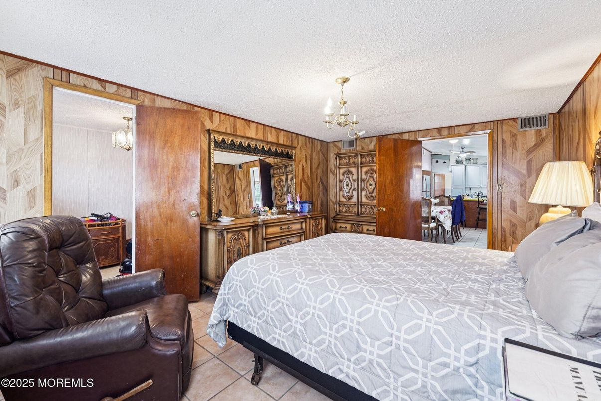 Bedroom, Chandelier, Interior, Wooden Walls
