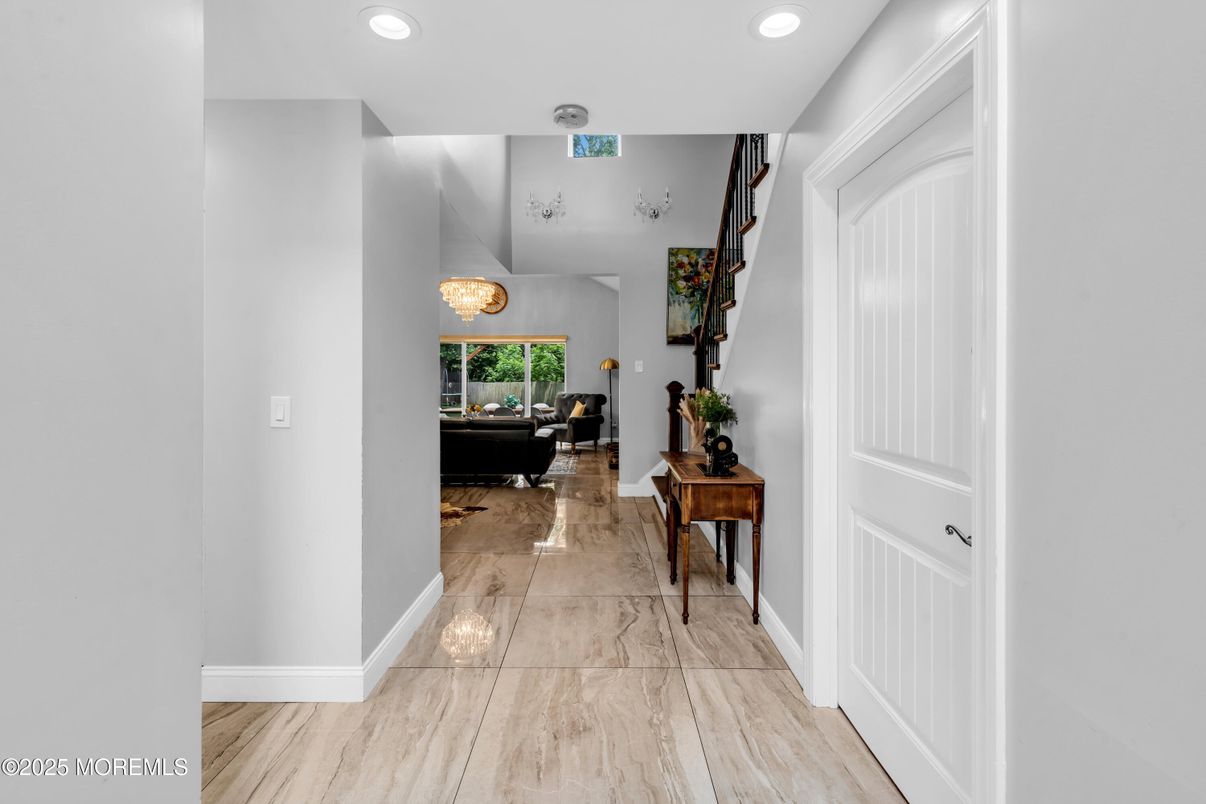 Chandelier, Fireplace, Interior, Marble, Recessed Lighting