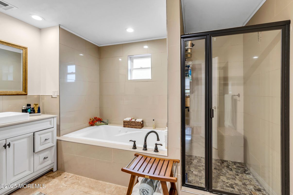 Bathroom, Glass Shower, Interior, Recessed Lighting