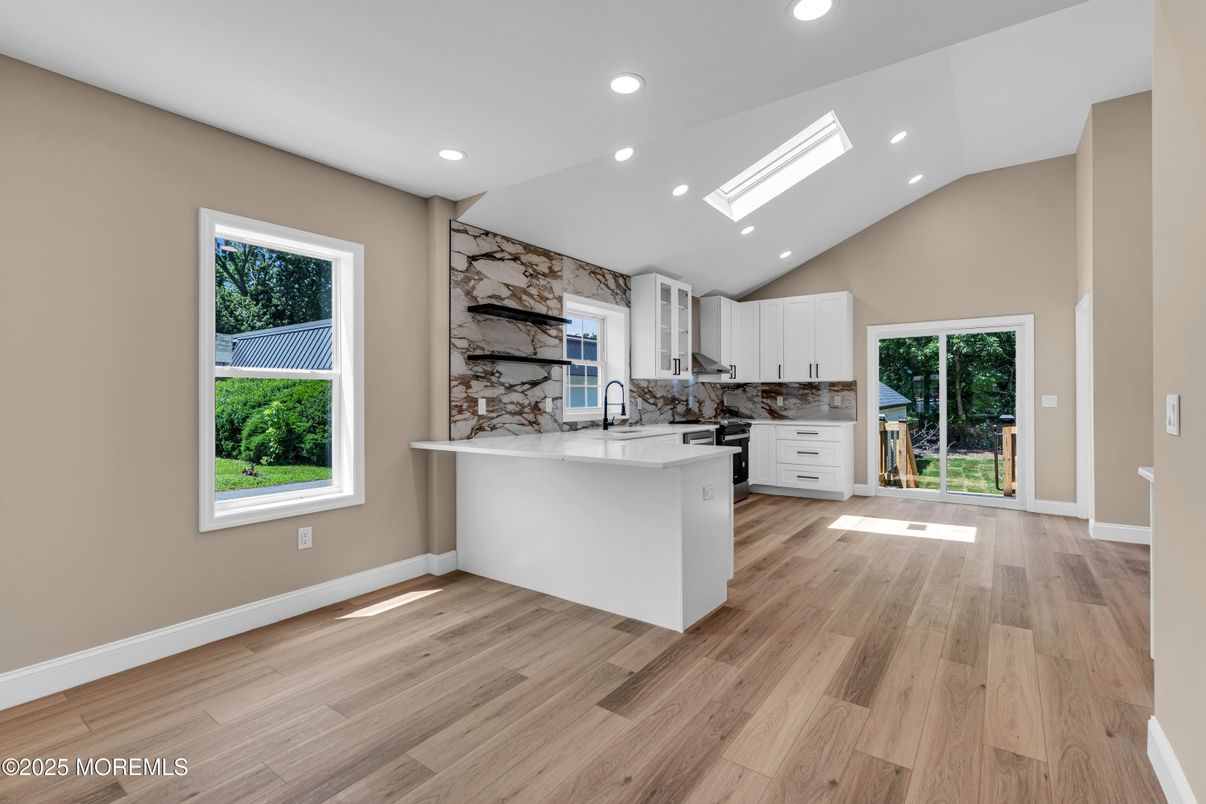 Interior, Kitchen, Recessed Lighting, Wood Texture Flooring