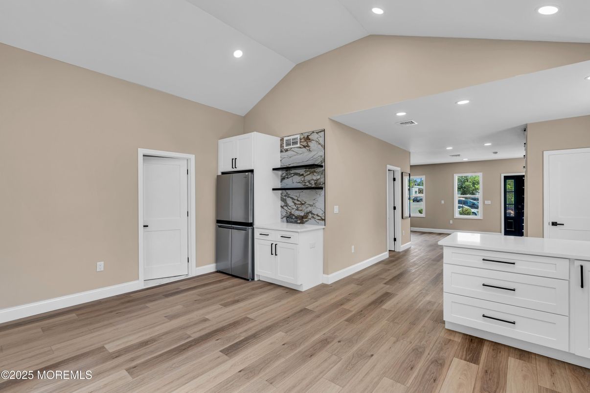 Interior, Kitchen, Recessed Lighting, Wood Texture Flooring