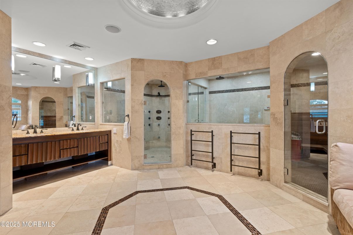 Bathroom, Glass Shower, Interior, Recessed Lighting