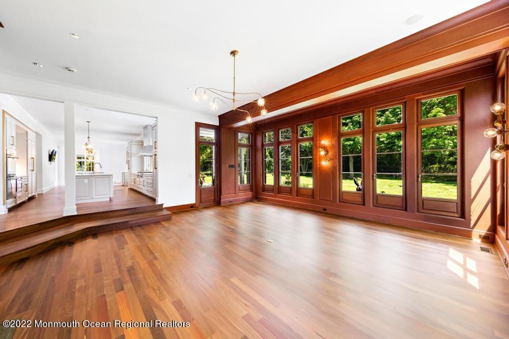 Empty room, Interior, Pendant Lights, Recessed Lighting, Wood Texture Flooring