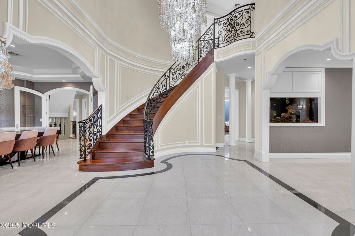 Chandelier, Dining room, Interior, Recessed Lighting